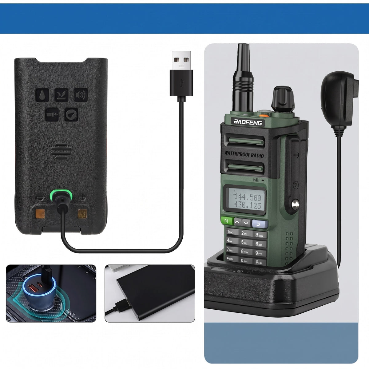 Talkie Walkie Étanche IP68 Bi-Bande USB-C | APEX SHIELD UV-9R Pro